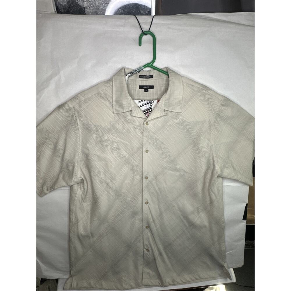 Alfani Polo Shirt Mens Large Plain Buttoned Down Short Sleeve XL